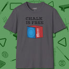Chalk is Free T-Shirt, front view, in Charcoal your go-to shirt for league night victories