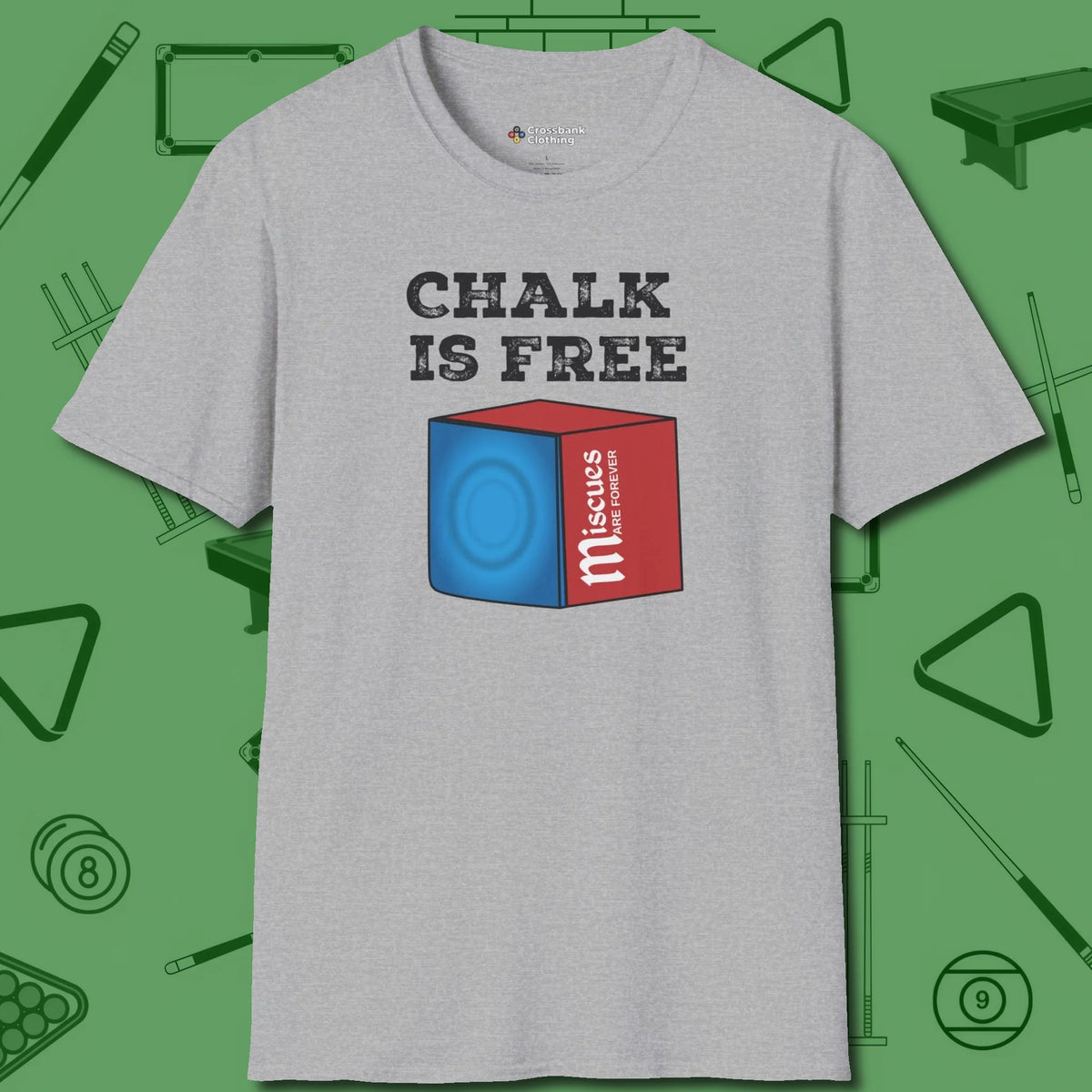 Chalk is Free T-Shirt, front view, in Sport Grey a clean fit for the dirtiest safeties