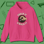 Chalk It & Walk It Billiards Hoodie, front view, in Heliconia precise, confident, always in control