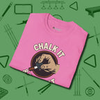 Chalk It & Walk It Billiards T-Shirt, folded view, in Azalea for shooters who dress like they play: sharp