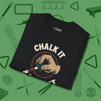 Chalk It & Walk It Billiards T-Shirt, folded view, in Black cool enough for a corner pocket finish