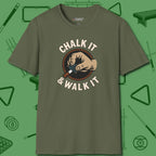 Chalk It & Walk It Billiards T-Shirt, front view, in Military Green for hustlers who keep it honest