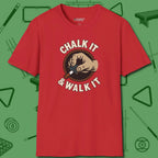 Chalk It & Walk It Billiards T-Shirt, front view, in Red cool enough for a corner pocket finish