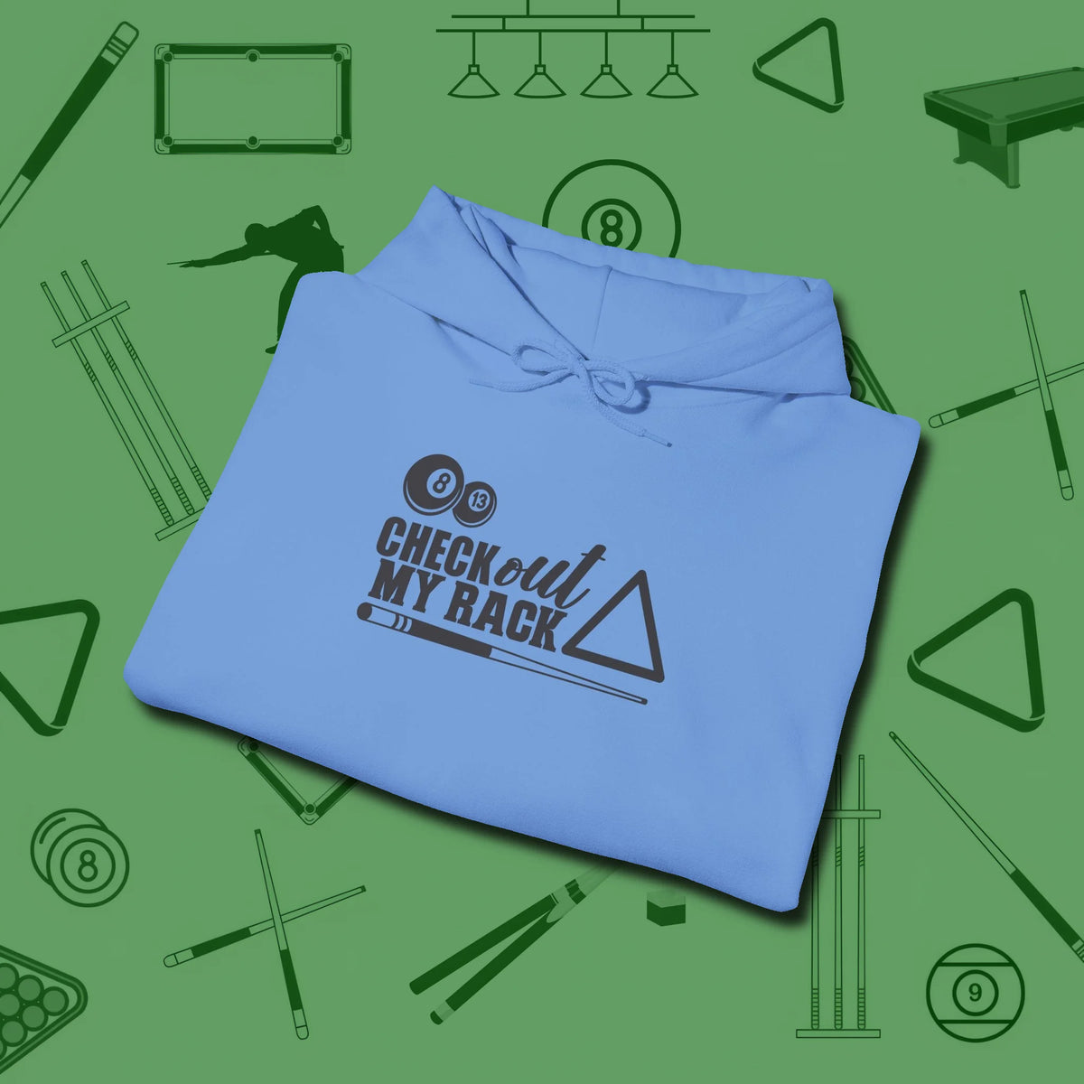 Check Out My Rack Hoodie, folded view, in Carolina Blue it’s not a hobby — it’s a lifestyle