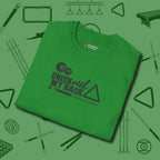Check Out My Rack T-Shirt, folded view, in Irish Green stitched for cue discipline and cool confidence