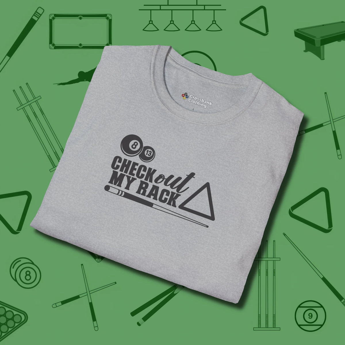 Check Out My Rack T-Shirt, folded view, in Sport Grey what champions wear between racks