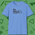 Check Out My Rack T-Shirt, front view, in Carolina Blue clean lines for dirty minds