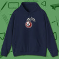 Cherry Eight Ball Hoodie, front view, in Navy because the table is your battlefield
