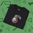 Cherry Eight Ball T-Shirt, folded view, in Black your secret weapon off the table