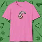 Cherry Eight Ball T-Shirt, front view, in Azalea it’s not a hobby — it’s a lifestyle