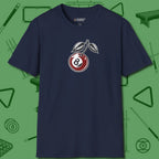 Cherry Eight Ball T-Shirt, front view, in Navy stitched for cue discipline and cool confidence