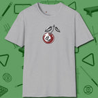 Cherry Eight Ball T-Shirt, front view, in Sport Grey what the real shooters wear