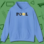 Classic Hoodie, front view, in Carolina Blue cue sports swagger done right