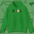 Classic Hoodie, front view, in Irish Green cool under pressure, hot on the eyes