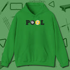 Classic Hoodie, front view, in Irish Green cool under pressure, hot on the eyes