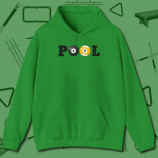 Classic Hoodie, front view, in Irish Green cool under pressure, hot on the eyes