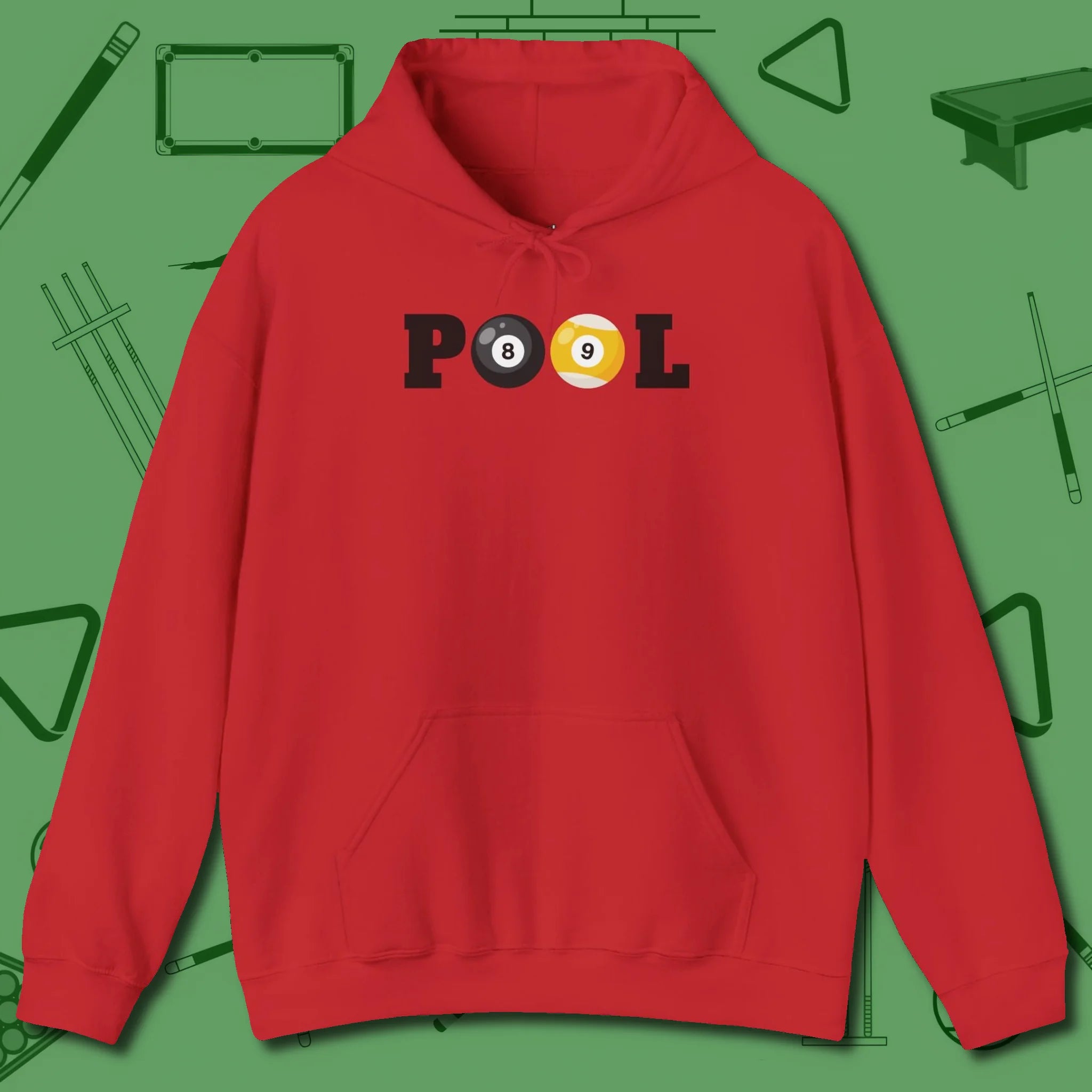 Classic Hoodie, front view, in Red where cue control meets personal style