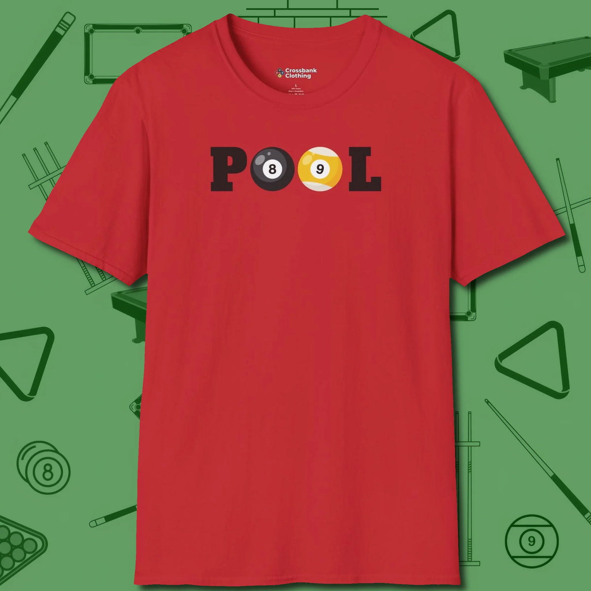Classic T-Shirt, front view, in Red an extension of your pool persona