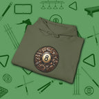 Clockwork Eight Ball Hoodie, in Military Green color, billiards hoodie, folded view