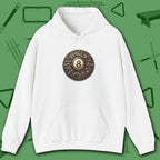 Clockwork Eight Ball Hoodie, in White color, billiards hoodie, front view