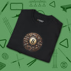 Clockwork Eight Ball T-Shirt, in Black color, billiards shirt, folded view