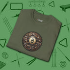 Clockwork Eight Ball T-Shirt, in Military Green color, billiards shirt, folded view