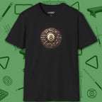 Clockwork Eight Ball T-Shirt, in Black color, billiards shirt, front view
