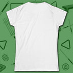 Clockwork Eight Women's Tee, in White color, billiards shirt, back view