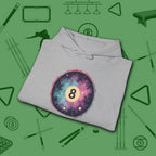Cosmic 8-Ball Galaxy Hoodie, in Sport Grey color, billiards hoodie, folded view