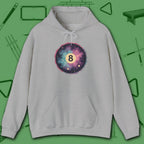 Cosmic 8-Ball Galaxy Hoodie, in Sport Grey color, billiards hoodie, front view