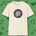 Cosmic 8-Ball Galaxy T-Shirt, in Natural color, billiards shirt, front view