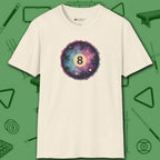 Cosmic 8-Ball Galaxy T-Shirt, in Natural color, billiards shirt, front view