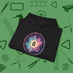 Cosmic 8-Ball Galaxy Hoodie, folded view, in Black your secret weapon off the table