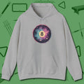 Cosmic 8-Ball Galaxy Hoodie, front view, in Sport Grey where cue control meets personal style