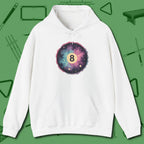 Cosmic 8-Ball Galaxy Hoodie, front view, in White for players who live the game