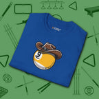 Cowboy Nine Ball T-Shirt, in Royal color, billiards shirt, folded view