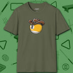 Cowboy Nine Ball T-Shirt, in Military Green color, billiards shirt, front view
