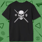 Cue & Bones T-Shirt, back view, in Sport Grey earned through table time and tough racks