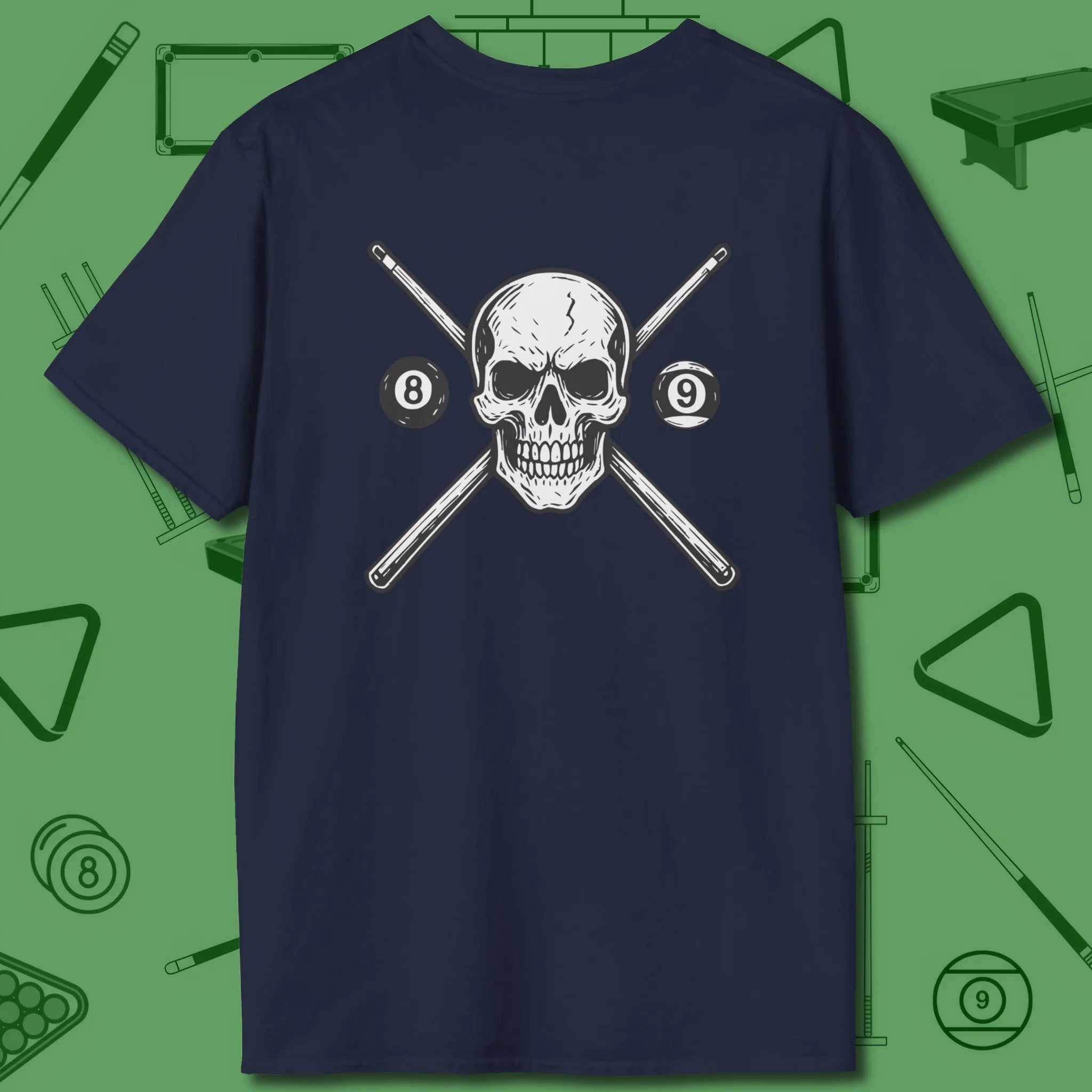 Cue & Bones T-Shirt, back view, in Royal for players who let the rack do the talking