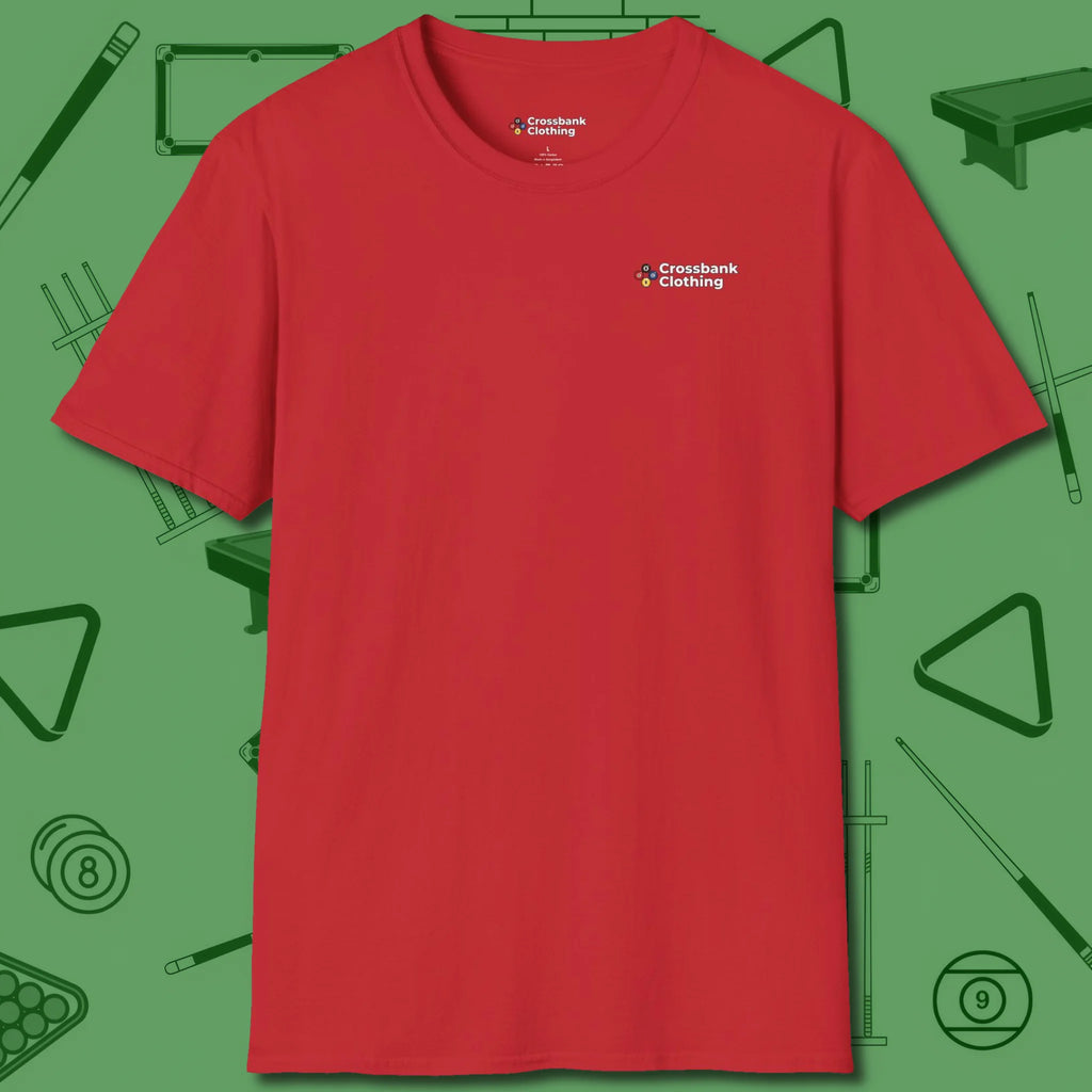 Cue & Bones T-Shirt, front view, in Sand relaxed style, serious game