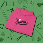 Cue Control Hoodie, folded view, in Heliconia classic cue style, no gimmicks