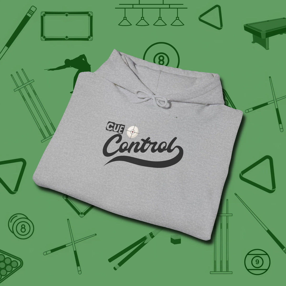 Cue Control Hoodie, folded view, in Sport Grey ideal for clean hits and clean fits