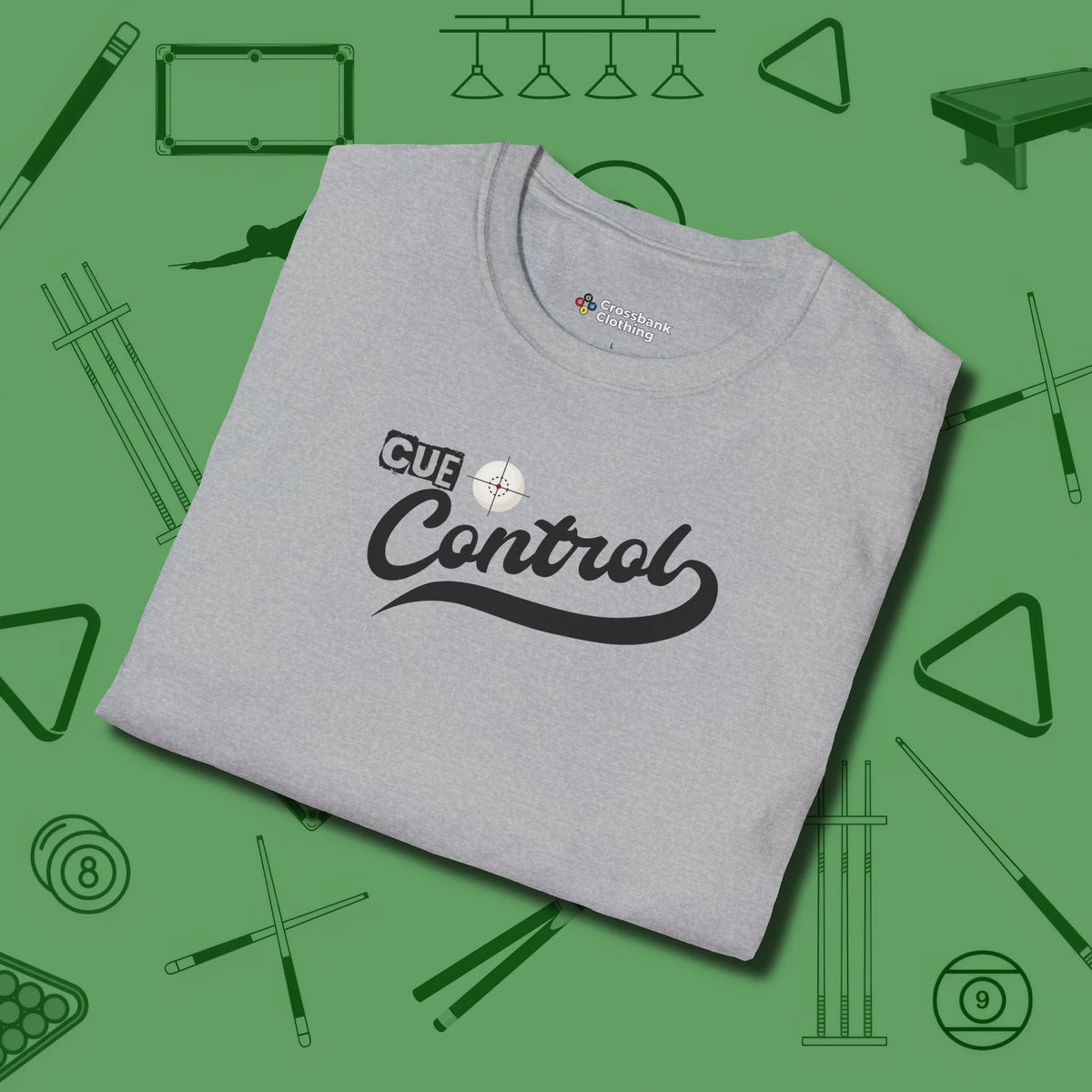 Cue Control T-Shirt, folded view, in Sport Grey where cue control meets personal style