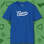 Cue Control T-Shirt, front view, in Royal designed for dead stroke and deadpan looks