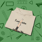 Cue Tip Action Hoodie, folded view, in Sand your go-to shirt for league night victories