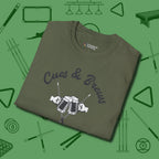 Cues & Brews T-Shirt, folded view, in Military Green fashion with break-and-run energy