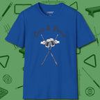 Cues & Brews T-Shirt, front view, in Royal table-tested, street-approved style