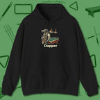 Dapper Alligator Hoodie, front view, in Black helps your stroke and your style