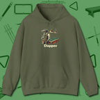 Dapper Alligator Hoodie, front view, in Military Green tough like your favorite break cue