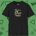 Dapper Alligator T-Shirt, front view, in Black helps your stroke and your style